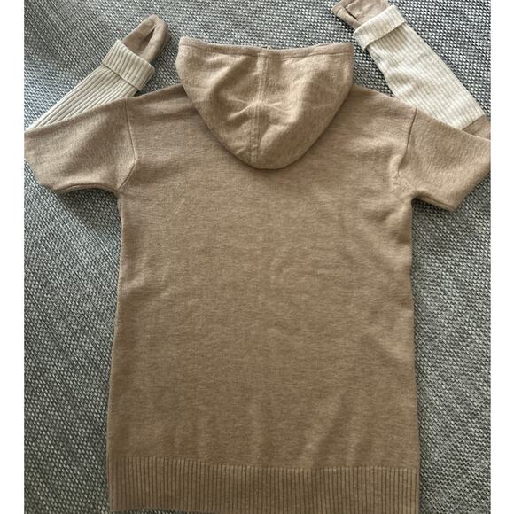 Athleta 100% Merino Wool Nopa Two-tone Hooded Long Sleeve Sweater Beige/Cream XS - Picture 3 of 6